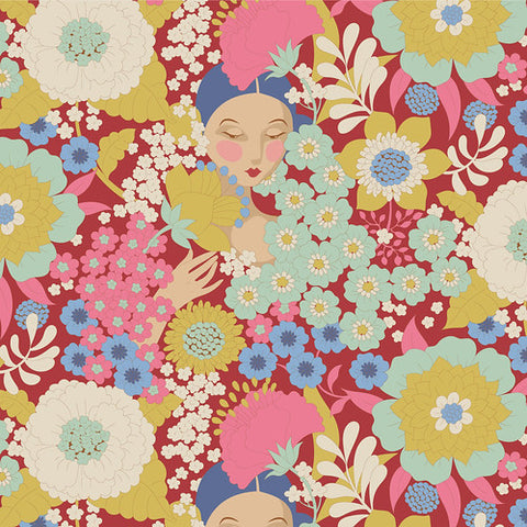 "Wallflower"- Wallflower Burgundy by Tone Finnanger for Tilda