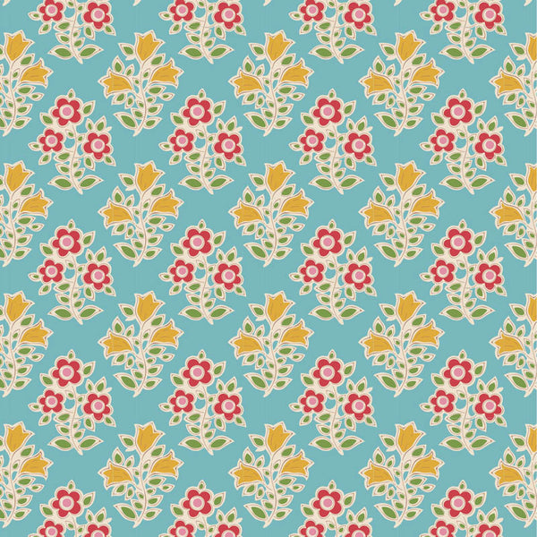 "Jubilee"- Farm Flowers Teal by Tone Finnanger for Tilda