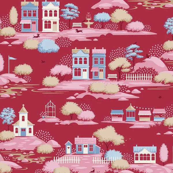 "Village Life" Village Burgundy by Tone Finnanger for Tilda PRE-SALE