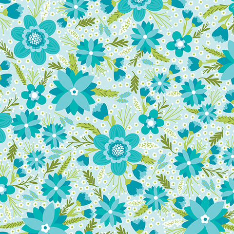 "Secret Garden" GARLAND TEAL by SHELLEY CAVANNA for Benartex
