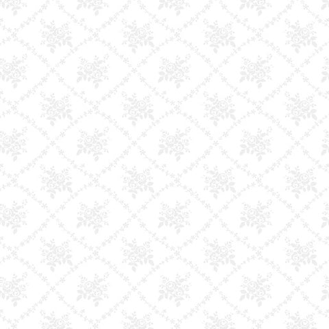 "Peaches & Cream" Rose Trellis White by Kari Mathews for Benartex