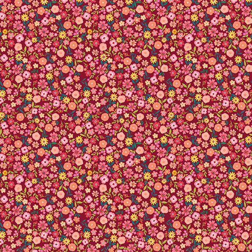 "Peaches & Cream" In Bloom Red by Kari Mathews for Benartex
