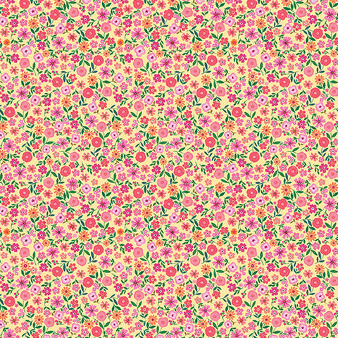 "Peaches & Cream" In Bloom Yellow by Kari Mathews for Benartex