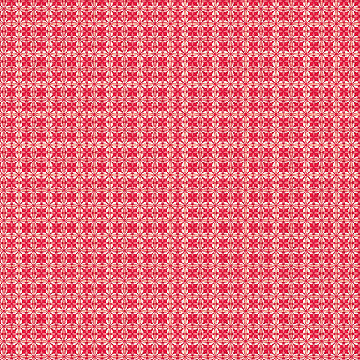 "Peaches & Cream" Flower Geo Red by Kari Mathews for Benartex
