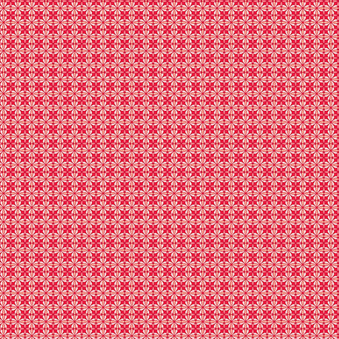 "Peaches & Cream" Flower Geo Red by Kari Mathews for Benartex