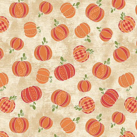 "Hello Pumpkin" Hello Pumpkin Tan by Cherry Guidry for Benartex