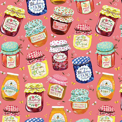 "A Prairie Heart" Jam Jars Peach Jam by Katie Daisy for Benartex