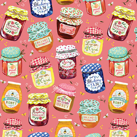 "A Prairie Heart" Jam Jars Peach Jam by Katie Daisy for Benartex