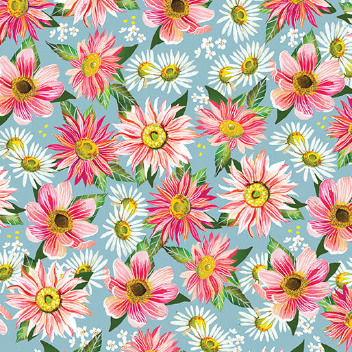 "A Prairie Heart" Country Bloom Prairie Sky by Katie Daisy for Benartex