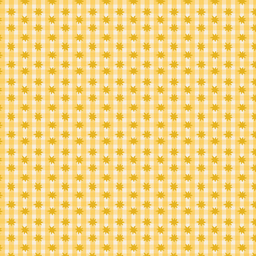 " Into The Meadow" Meadow Star Gingham Yellow by Katie Daisy for Benartex