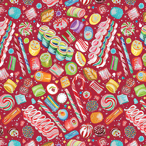"Magical Season" Magical Sweets Red/Multi by Katie Daisy for Benartex