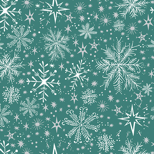"Magical Season" Snow Frost Teal by Katie Daisy for Benartex
