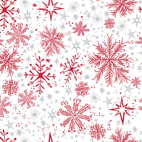 "Magical Season" Snow Frost White/Red by Katie Daisy for Benartex