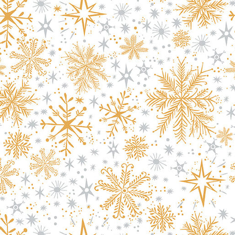 "Magical Season" Snow Frost White/Gold by Katie Daisy for Benartex