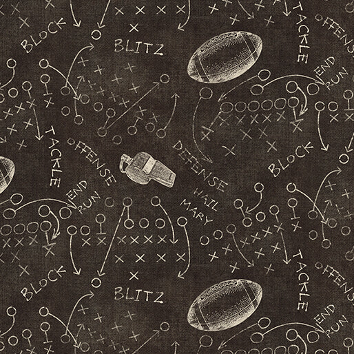 " Touchdown" Playbook Charcoal by Skyline Studio for Benartex
