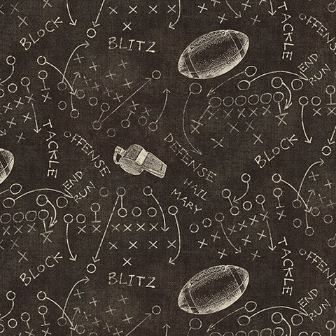 " Touchdown" Playbook Charcoal by Skyline Studio for Benartex