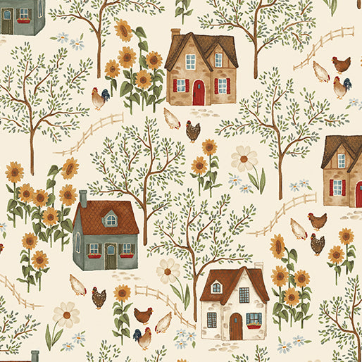 "Heirloom Garden" Natural by Fox and Fables for Benartex