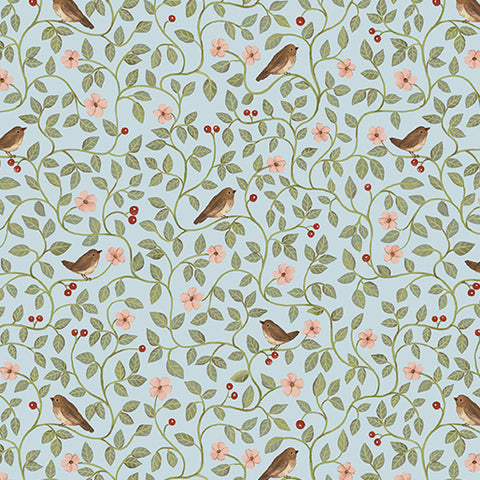 "Heirloom Garden" Morning Glory Light Blue by Fox and Fables for Benartex