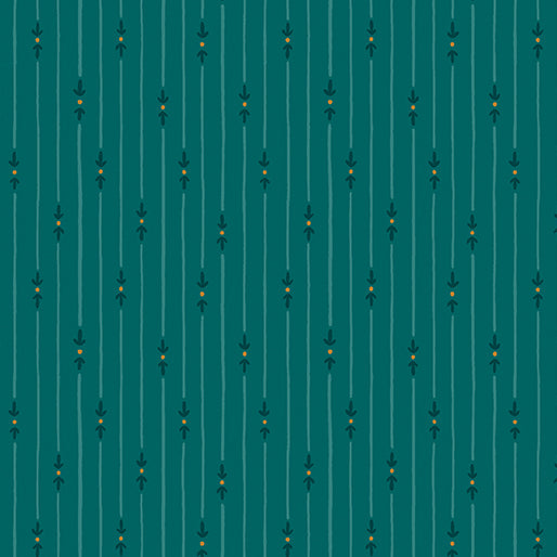 "Heirloom Garden" Heritage Stripe Teal by Fox and Fables for Benartex