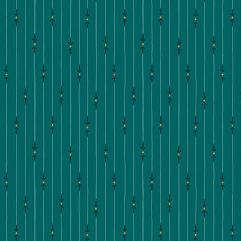 "Heirloom Garden" Heritage Stripe Teal by Fox and Fables for Benartex