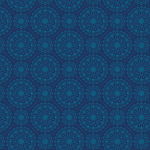 "Among the Wildflowers II" Meadowsweet Indigo by SHELLEY CAVANNA for Benartex