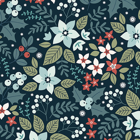 "Holly & Hearth" Yule Midnight by SHELLEY CAVANNA for Benartex