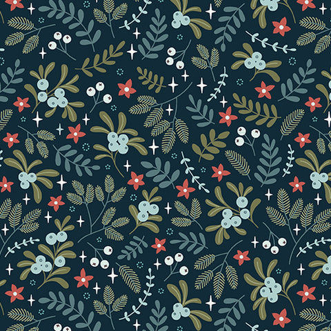 "Holly & Hearth" Hearth Midnight by SHELLEY CAVANNA for Benartex