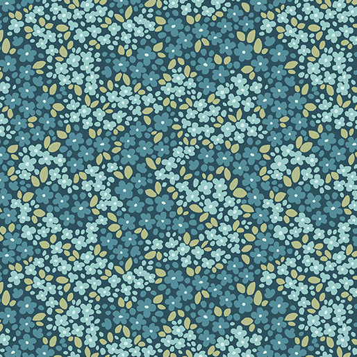 "Holly & Hearth" Winter Jasmine Teal by SHELLEY CAVANNA for Benartex