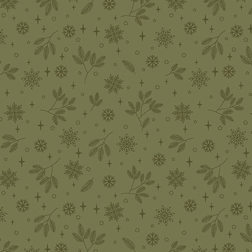 "Holly & Hearth" Flurries Evergreen by SHELLEY CAVANNA for Benartex