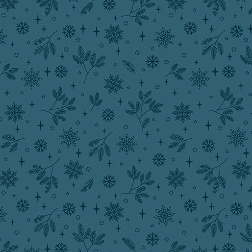 "Holly & Hearth" Flurries Teal by SHELLEY CAVANNA for Benartex