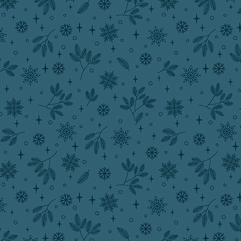 "Holly & Hearth" Flurries Teal by SHELLEY CAVANNA for Benartex