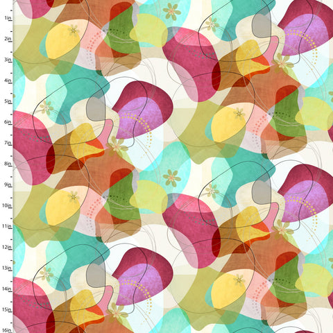 "Road Trippin'"-GROOVY GEO MULTI by Connie Haley for 3 Wishes Fabric