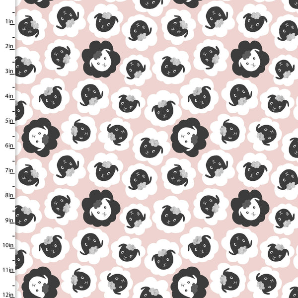 "Little Foot Farm"-BAA BAA BLACK SHEEP PINK by 3 Wishes Fabric