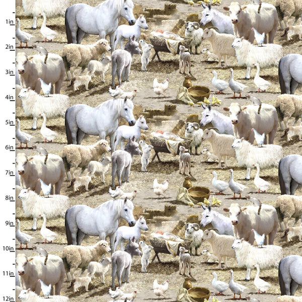 "Let Us Adore Him"-MIRACLE WITNESS BEIGE by 3 Wishes Fabric