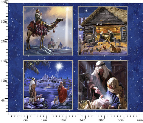 "Let Us Adore Him"-LET US ADORE HIM 36IN PANEL MULTICOLOR for 3 Wishes Fabric