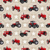 "Farmall" Red/Tan Tractor And Stars 6 inches repeat by A.E. Nathan for Benartex