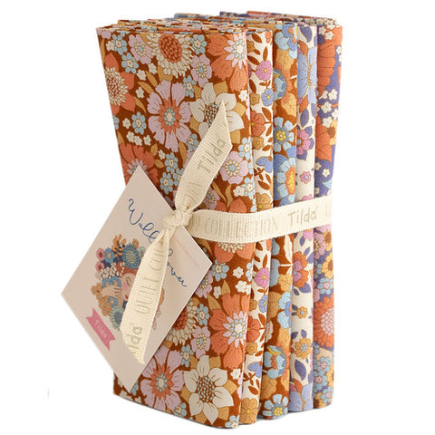 "Wallflower"-  Tilda 5 piece Caramel/Thistle Fat Quarter Bundle