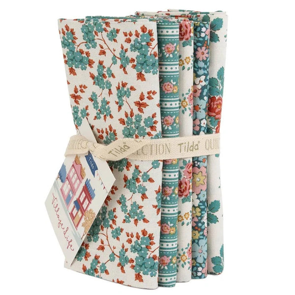 "Village Life" Fat Quarter Bundle Petrol/Teal by Tone Finnanger for Tilda PRE-SALE