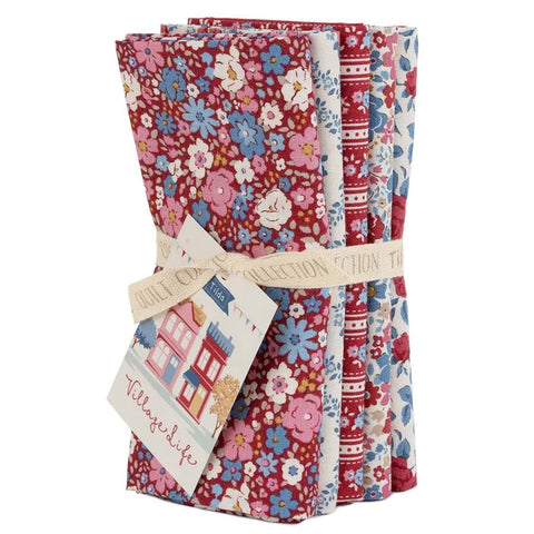 "Village Life" Fat Quarter Bundle Burgundy by Tone Finnanger for Tilda PRE-SALE