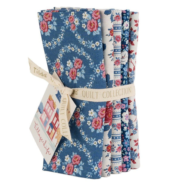 "Village Life" Fat Quarter Bundle Blue by Tone Finnanger for Tilda PRE-SALE