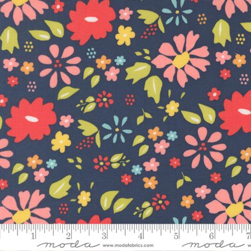 "Delightfully Yours"-Wildflower Florals Navy by Sherri & Chelsi for Moda