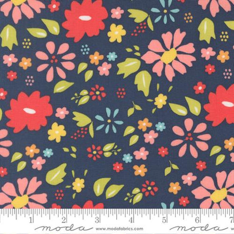 "Delightfully Yours"-Wildflower Florals Navy by Sherri & Chelsi for Moda