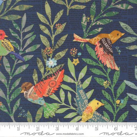 "Paper Hamlet"-Birdy Novelty Midnight by Cathe Holden for Moda