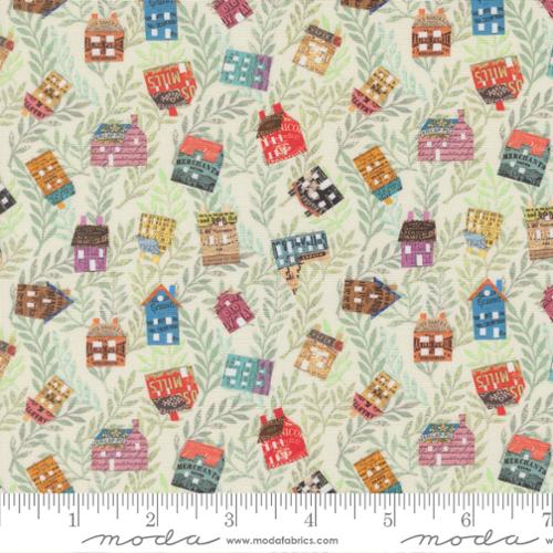 "Paper Hamlet"-Tossed Houses Paper by Cathe Holden for Moda
