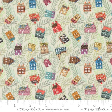 "Paper Hamlet"-Tossed Houses Paper by Cathe Holden for Moda