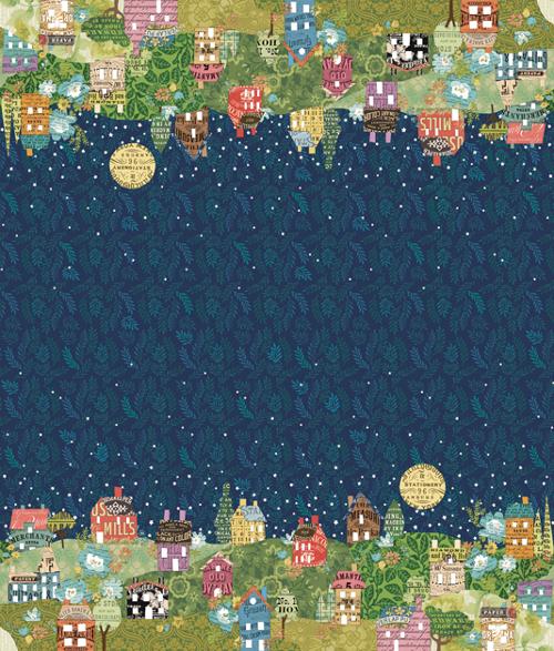 "Paper Hamlet"-Double Border Midnight by Cathe Holden for Moda