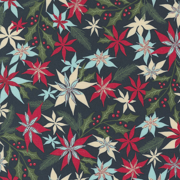 "Good News Great Joy"-Joyful Petals Midnight by Fancy That Design House for Moda