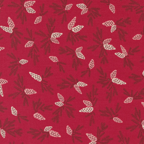 "Good News Great Joy"-Pinecone Bough Cranberry by Fancy That Design House for Moda