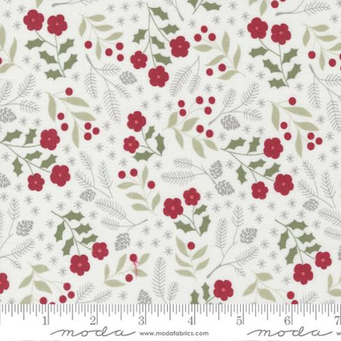 "Christmas Eve"-Winter Botanical Small Floral Snow by Lella Boutique for Moda