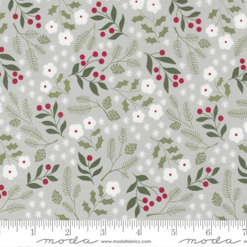 "Christmas Eve"-Winter Botanical Small Floral Silver by Lella Boutique for Moda